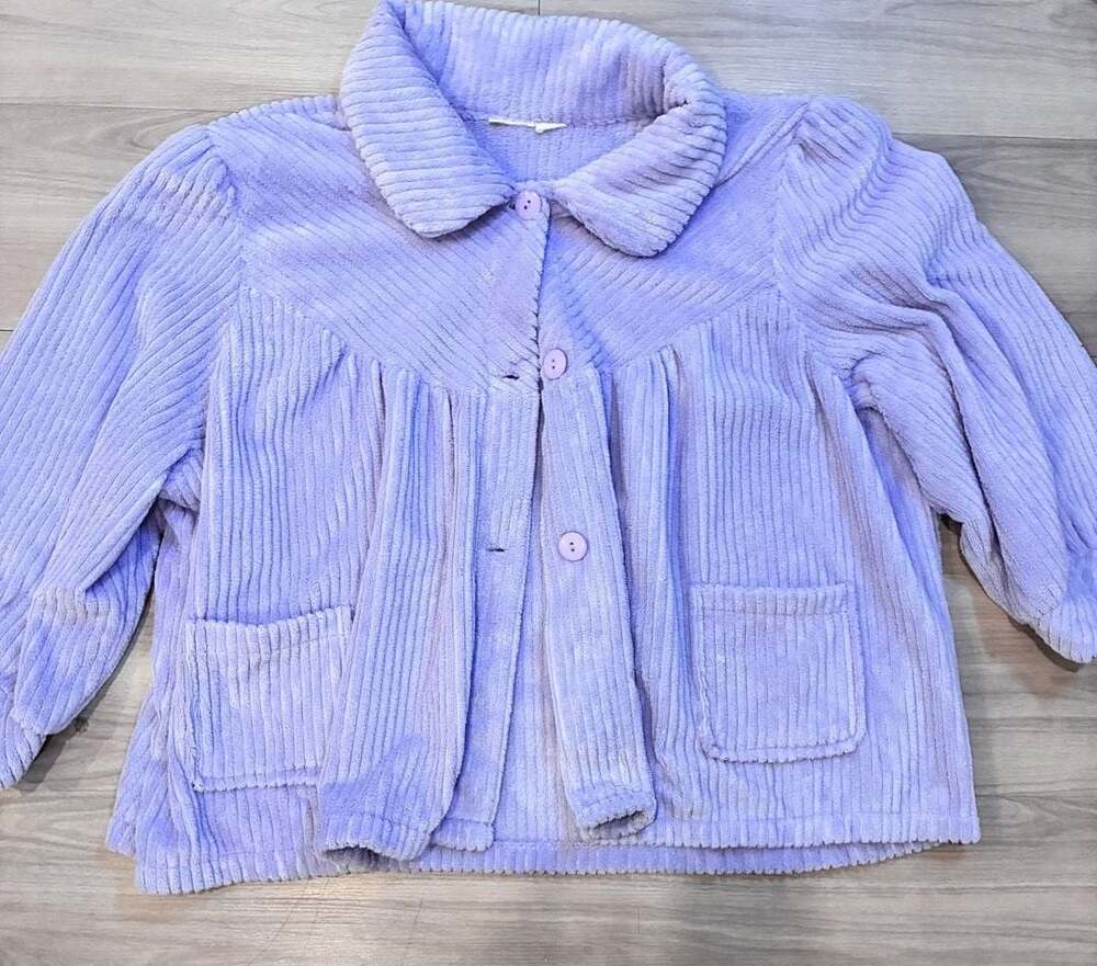 Vintage Lavender Purple Ribbed Button Up Jacket